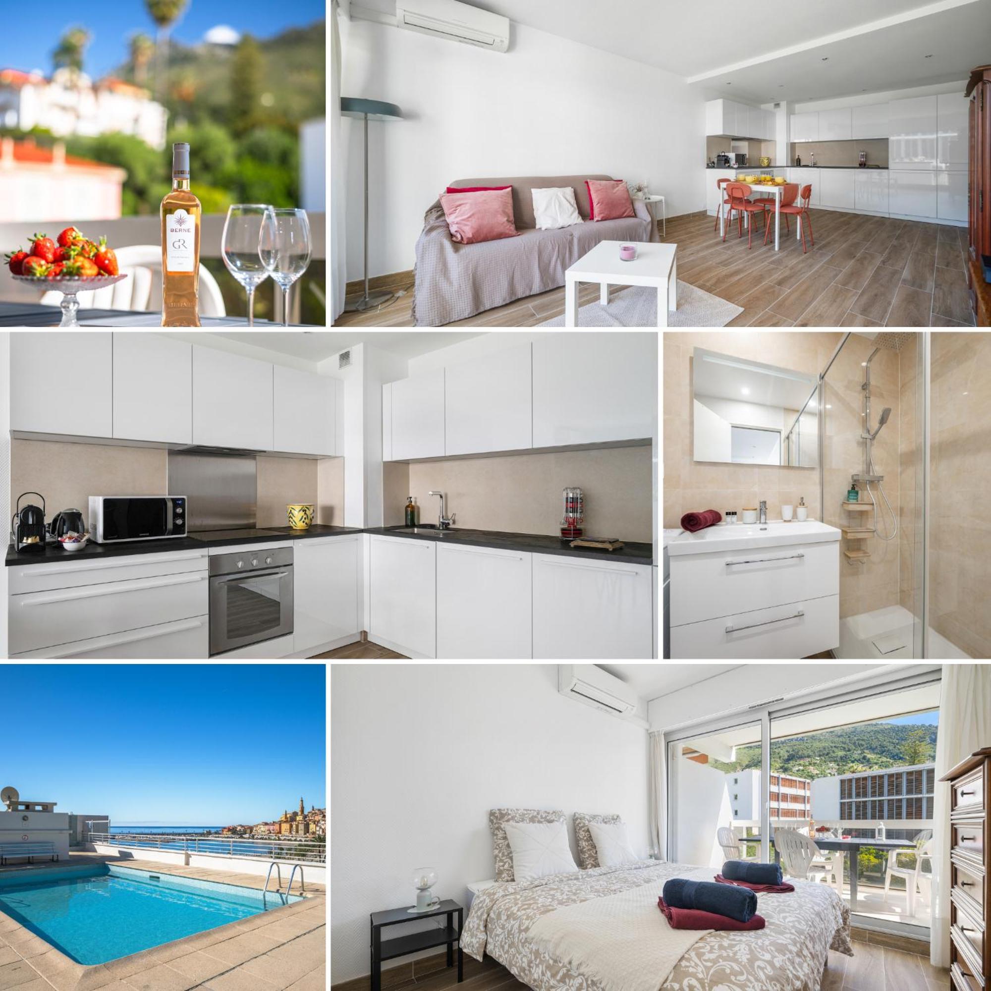 Le Rocamare - Piscine Toit Terrasse - Parking Prive - Terrasse * Menton